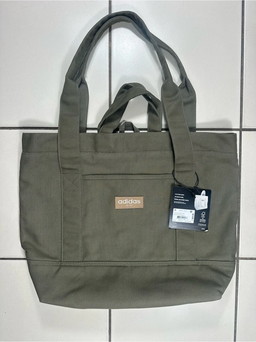 adidas Men Olive Canvas Messenger Tote Bag